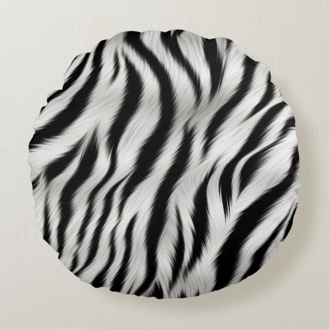 Chic Zebra Animal Print Wedding Round Pillow (Front)