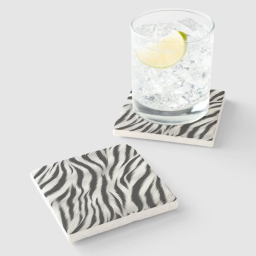 Chic Zebra Animal Print Wedding Stone Coaster