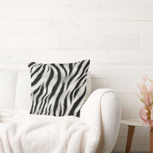 Chic Zebra Animal Print Wedding Throw Pillow (Couch)