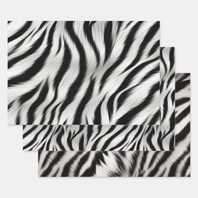 Chic Zebra Animal Print Wedding Wrapping Paper Sheets (Set)