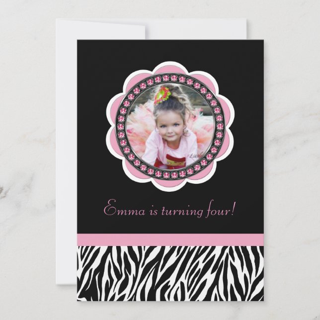Chic Zebra Birthday Invitation (Front)