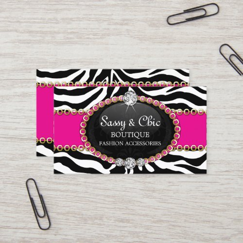Chic Zebra Fashion Accessory and Jewelry Business Cards