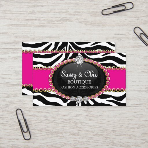 Customizable Chic Zebra Fashion Accessory and Jewelry Business Cards