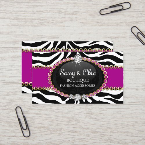Chic Zebra Fashion Accessory and Jewelry Business Card