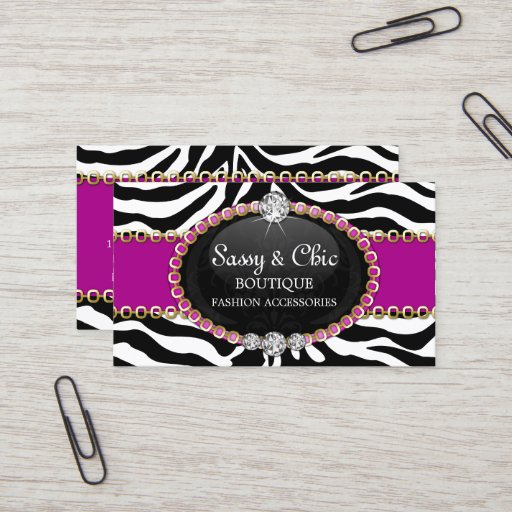 Customizable Chic Zebra Fashion Accessory and Jewelry Business Card