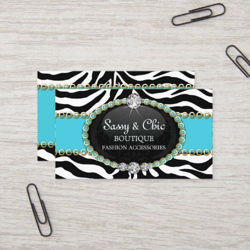 Chic Zebra Fashion Accessory and Jewelry Business Card Templates