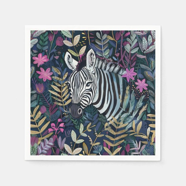 Chic zebra floral napkins (Front)