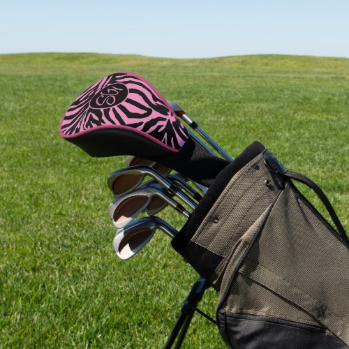 Chic Zebra Pink and Black  Golf Head Cover