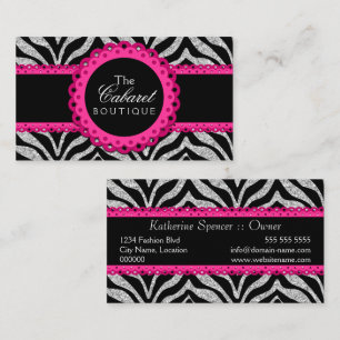 Chic Zebra Pink Lace Fashion Jewelry Boutique Business Card