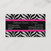 Chic Zebra Pink Lace Fashion Jewelry Boutique Business Card (Back)