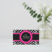 Chic Zebra Pink Lace Fashion Jewelry Boutique Business Card (Standing Front)