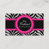 Chic Zebra Pink Lace Fashion Jewelry Boutique Business Card (Front)