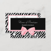 Chic Zebra Print Boutique Light True Pink Ribbon Business Card (Front/Back)