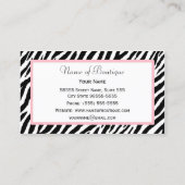 Chic Zebra Print Boutique Light True Pink Ribbon Business Card (Back)