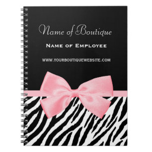 Chic Zebra Print Boutique Light True Pink Ribbon Notebook