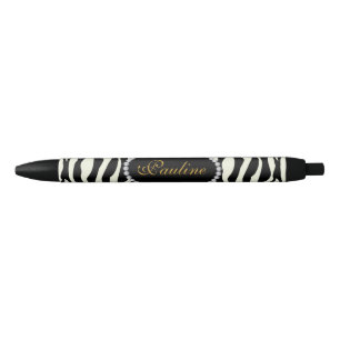 Chic Zebra Print Faux Diamond Monogram Pen