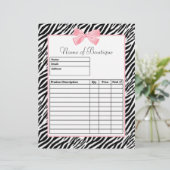 Chic Zebra Print Light True Pink Ribbon Order Form (Standing Front)