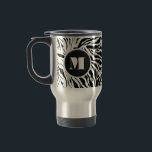 Chic Zebra Print Monogram Travel Mug<br><div class="desc">A travel mug features a zebra stripes pattern accented with your chic initial monogram. Create for yourself or give as a gift. MATCHING items in our store.</div>
