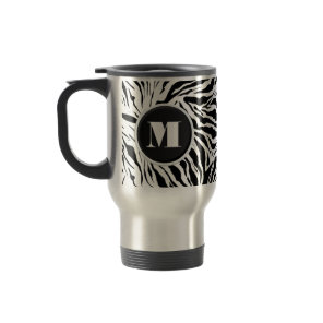 Chic Zebra Print Monogram Travel Mug