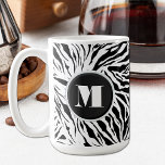 Chic Zebra Print Monogrammed Coffee Mug<br><div class="desc">A stylish mug features a black and white zebra print accented with your chic initial monogram. Create for yourself or give as a gift. MATCHING items in our store.</div>