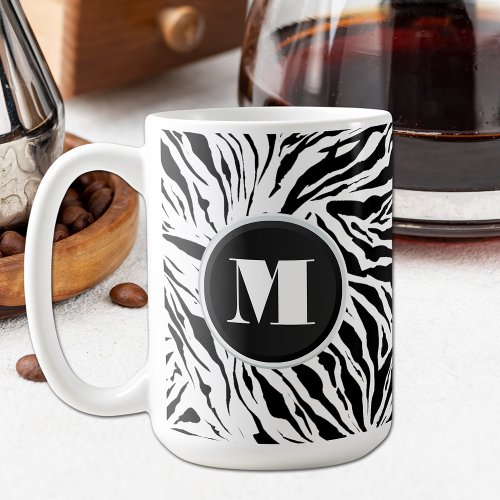 Chic Zebra Print Monogrammed Coffee Mug