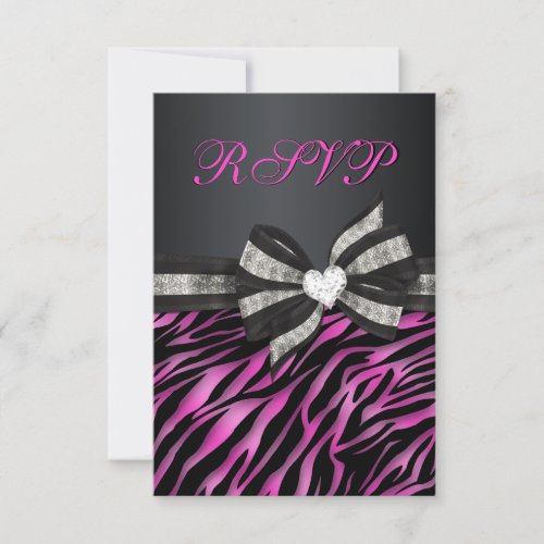 Chic Zebra RSVP With Jeweled Bow