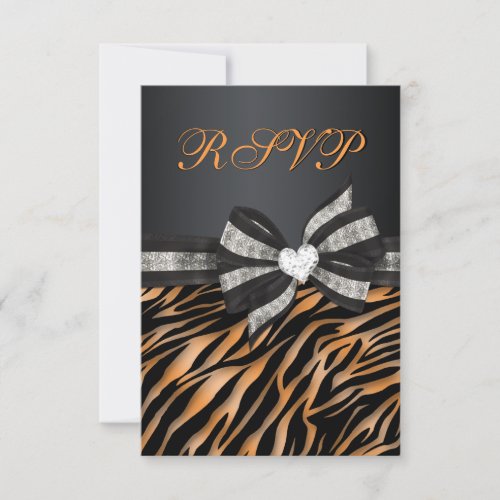 Chic Zebra RSVP With Jeweled Bow