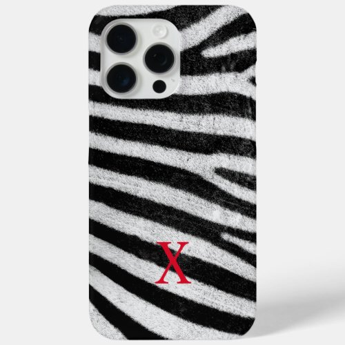 Chic Zebra Safari Animal Print Pattern  Monogram iPhone 15 Pro Max Case
