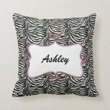 chic zebra stripes personalized throw pillow