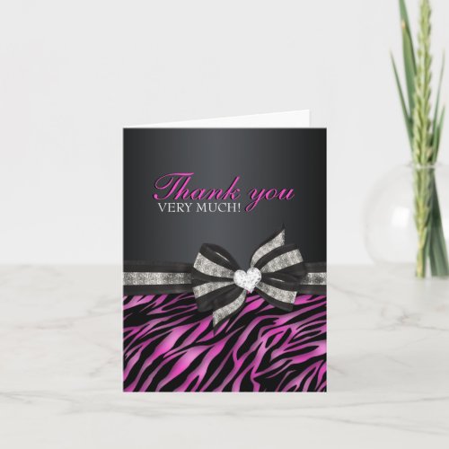 Chic Zebra Sweet Sixteen Thank You Card