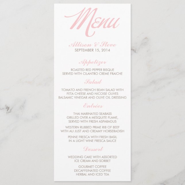 Chic Zigzags Wedding Menu Cards (Front)
