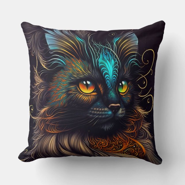 Chica - Beautiful Tortoise Shell Cat Throw Pillow  (Front)