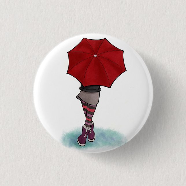 chica con paraguas pinback button (Front)