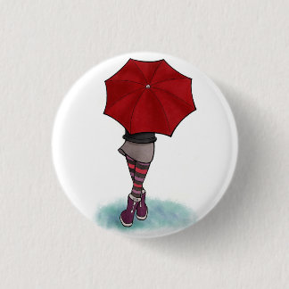 chica con paraguas pinback button
