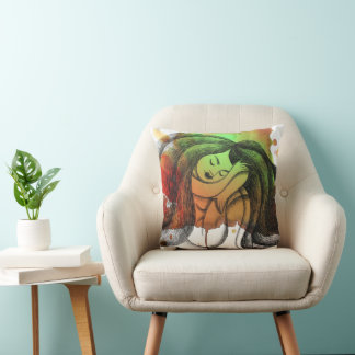 Chica disfrutando el momento 2 throw pillow