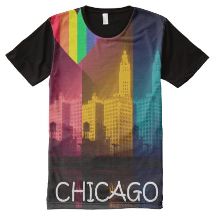 Chicago 1930&#39;s Wrigley Building Rainbow Gay Int. All-Over-Print T-Shirt