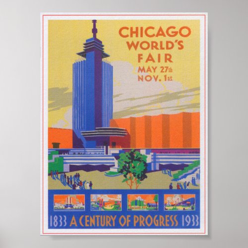 Chicago 1933 Worlds Fair Vintage Poster