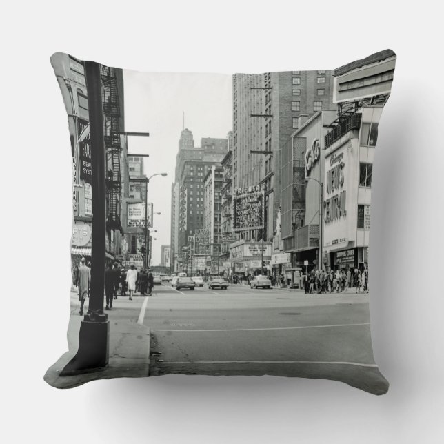 Chicago 1960's Randolph Street Oriental Theater Throw Pillow (Front)