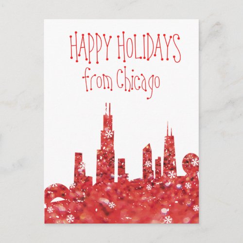 Chicago  2021 Skyline Happy Holidays Postcard