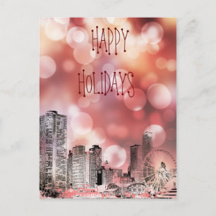 Chicago 2021 Skyline Happy Holidays Postcard