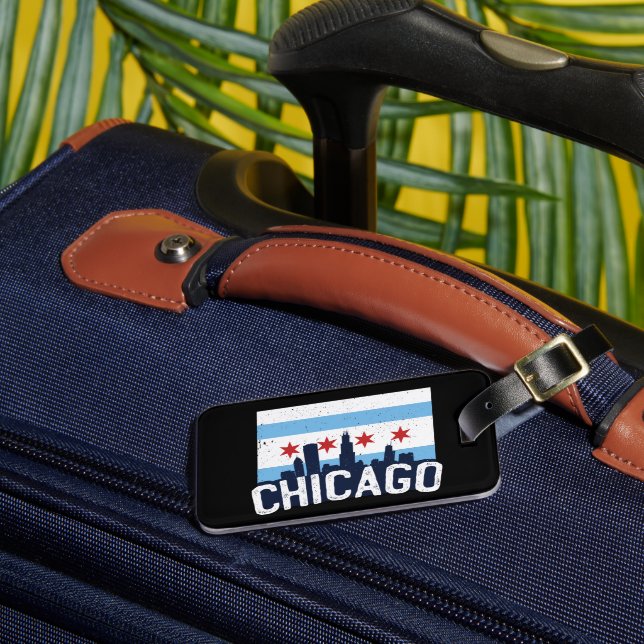 Chicago 4 Stars Vintage Travel City  Luggage Tag (Front Insitu 3)