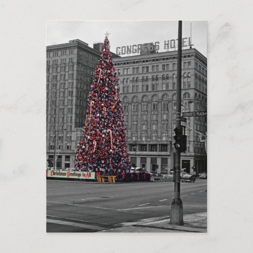Chicago 60s Colorsplash Christmas Congress Hotel Holiday Postcard