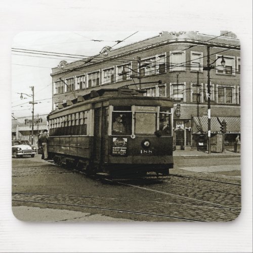 CHICAGO 63RD AND WESTERN 1952 TROLLEY ART SEPIA MOUSE PAD
