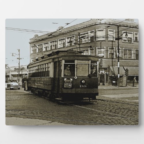 CHICAGO 63RD AND WESTERN 1952 TROLLEY ART SEPIA PLAQUE
