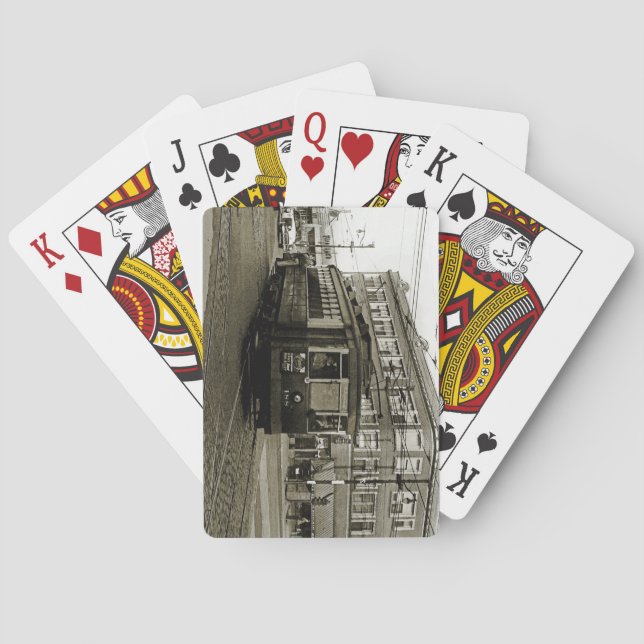 CHICAGO 63RD AND WESTERN 1952 TROLLEY ART SEPIA POKER CARDS (Back)