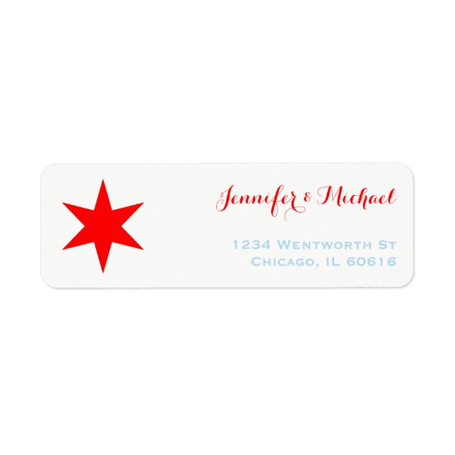 Chicago 6-Pointed Star Label Template | Red Blue (Front)