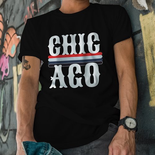 Chicago  80s vintage Red Blue and white stripes T_Shirt
