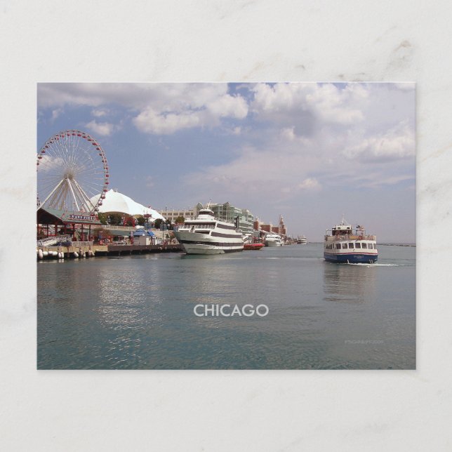 Chicago - A view of Navy Pier Postcard (Front)