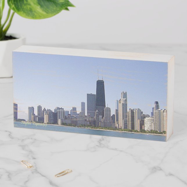 Chicago Across the Lake Wooden Box Sign (In Situ Horizontal)