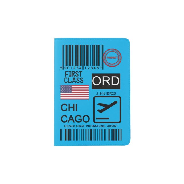 Chicago airport travel tag passport holder (Front)